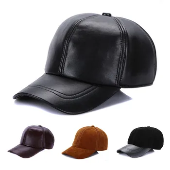 Шляпа из натуральной кожи, бейсболка из овчины, осенне-зимняя унисекс-утконос, повседневная регулируемая одиночная шляпа