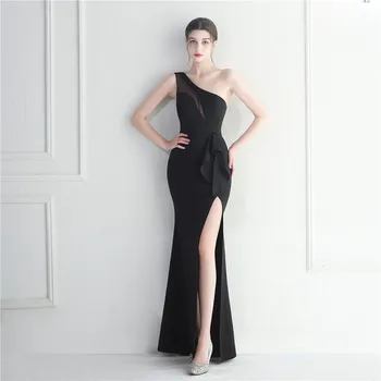 Элегантное платье для выпускного вечера длиной до пола с платьями русалки на одно плечо