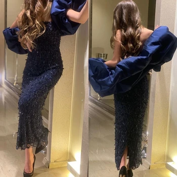 Элегантные блестящие вечерние платья-футляры без бретелек с пайетками Charmeuse Prom vestidos para eventos especiales