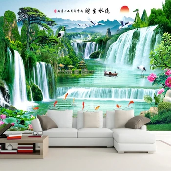 бейбехан китайский красивый пейзаж с богатством реальной воды картина ТВ фон стены пользовательские большие настенные обои papel de parede