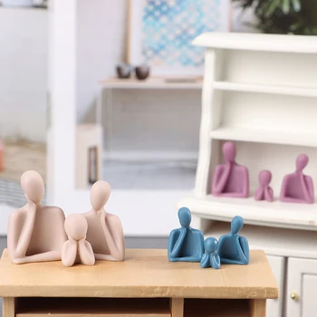 мини-семейная модель из трех частей, аксессуары для кукольного домика, креативные современные минималистичные мини-фигурки, семейство из трех декоративных украшений